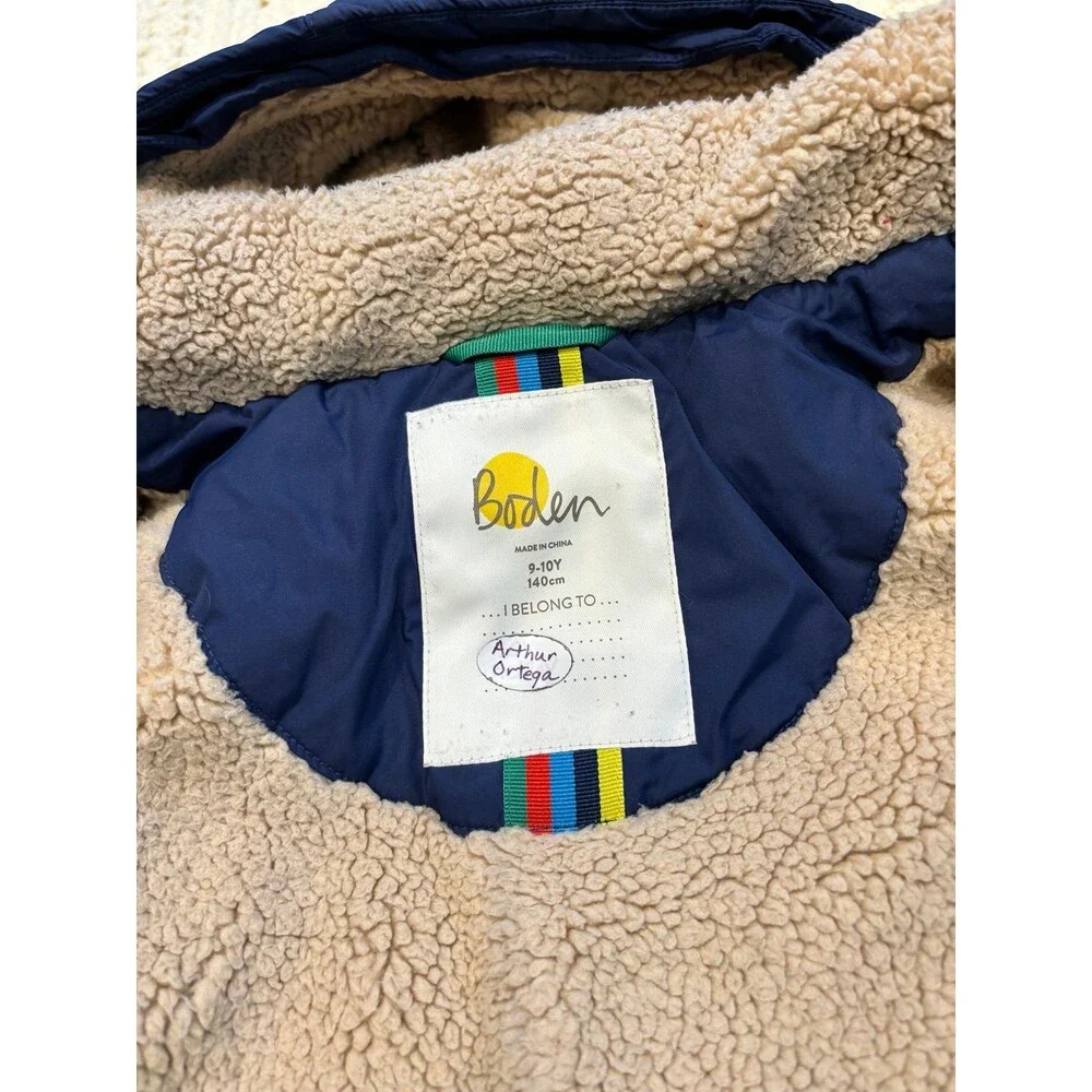 mini boden winter jacket coat 9/10 140 fair navy blue puffer parka warm